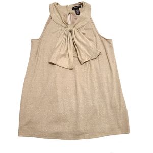 ALFANI sleeveless metallic gold tie neck halter top SMALL
